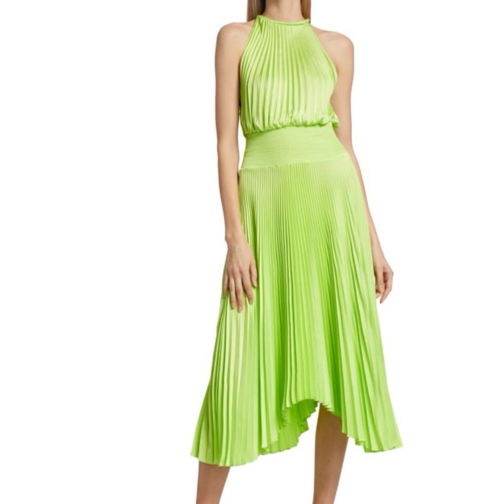 A.L.C. Renzo II Asymmetric Pleated Midi Dress